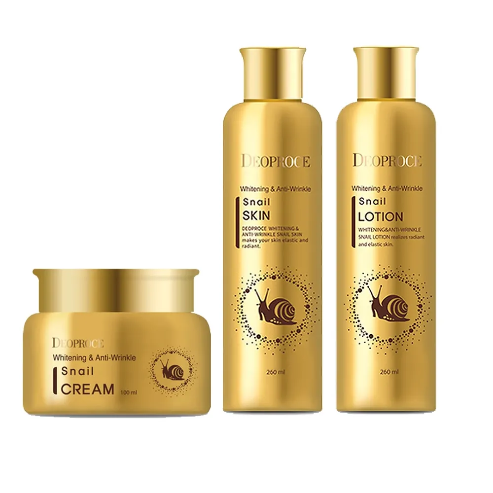 【DEOPROCE】momo限定撫紋3件組  蝸牛柔白撫紋系列化妝水/精華乳/潤膚霜任選3入(撫紋 逆齡 抗皺三效合一)