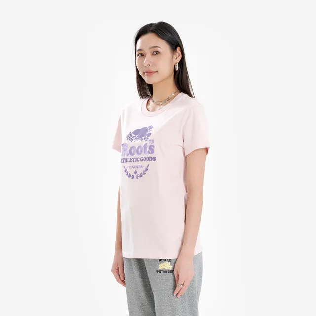 【Roots】女裝-ROOTS ATHLETIC GOODS 短袖上衣 (淡粉色)
