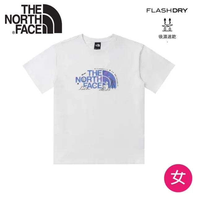 【The North Face】女 LOGO觀星圖案棉T《白》8GW8/FLASHDRY速乾/圓領T恤/運動休閒上衣
