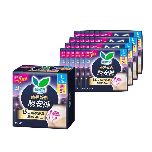 【Laurier 蕾妮亞】極吸好眠晚安褲褲型衛生棉箱購 5片x24包(L/XL)