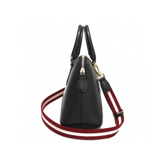 【BALLY】Bally 經典紅白條紋牛皮二用包 黑色 (Dainty MD.O/533)