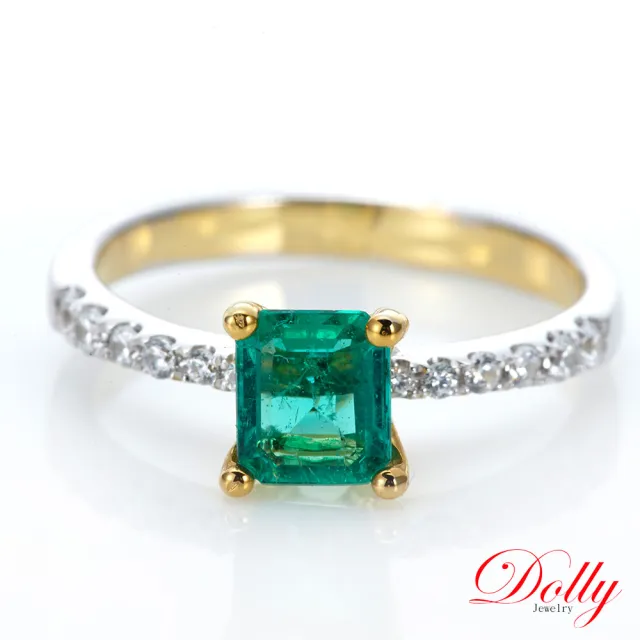 【DOLLY】買一送一 14K金 天然哥倫比亞祖母綠1克拉鑽石戒指 高級訂製珠寶 浪漫質感 奢華送禮