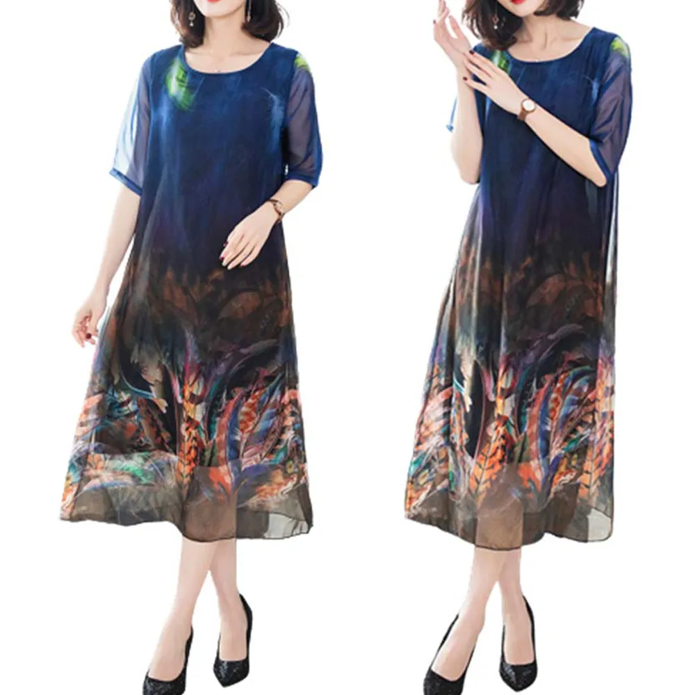 【AMIE 艾米韓系】快速出貨溫柔氣息花版桑蠶絲質感睡衣居家服(共1色)