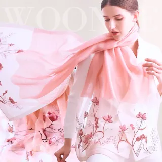 【WOONUE】頂級蠶絲羊毛混紡防曬披肩保暖圍巾絲巾禮服披肩朋友送禮生日禮物母親節媽女友老婆禮物情人