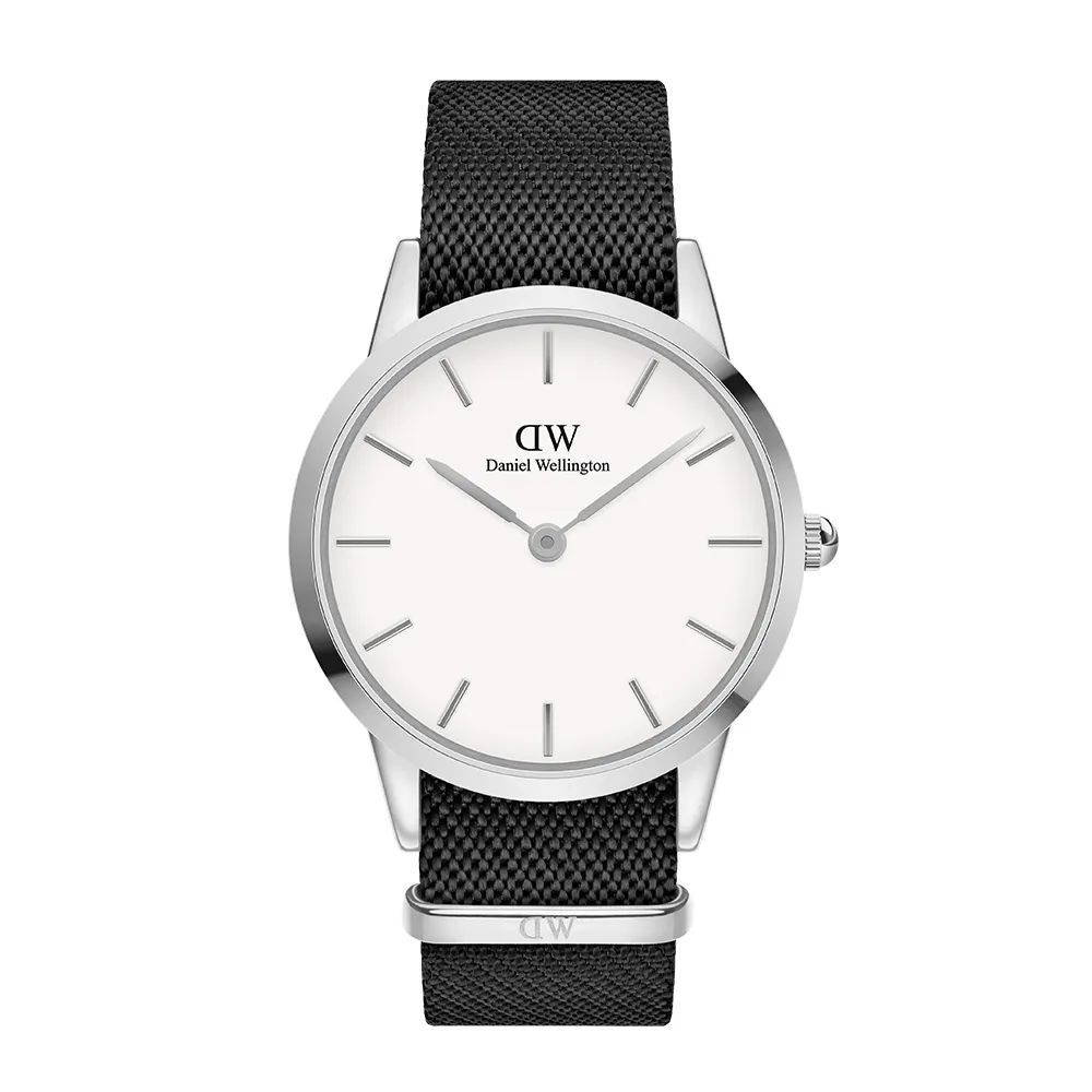 【Daniel Wellington】DW 手錶 DW ICONIC BLACK NATO 40MM 雙色經典織紋錶-冰川白錶盤(DW00100677)