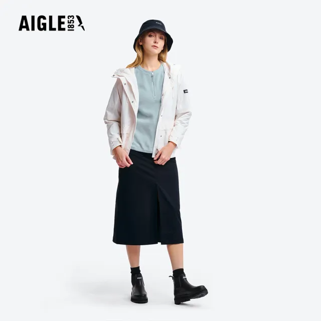 【AIGLE】女 POLARTEC 刷毛保暖罩衫｜AG-5A244A236 冰河藍 (女長袖上衣 POLO衫 罩衫 保暖上衣 刷毛衣)