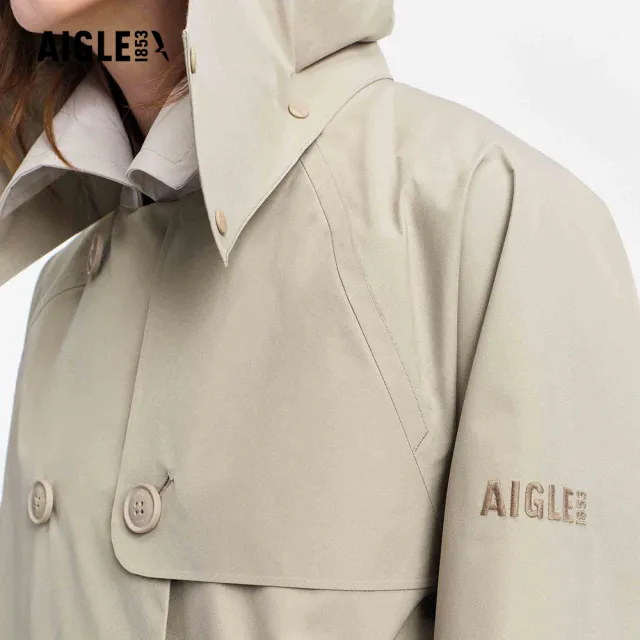 【AIGLE】女 GORE-TEX 防水短版風衣|AG-5A202A186 杏色 (女外套 防水透氣外套 防風外套 Goretex 風衣)