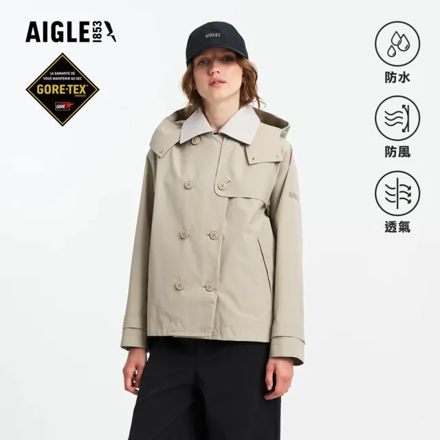 【AIGLE】女 GORE-TEX 防水短版風衣|AG-5A202A186 杏色 (女外套 防水透氣外套 防風外套 Goretex 風衣)
