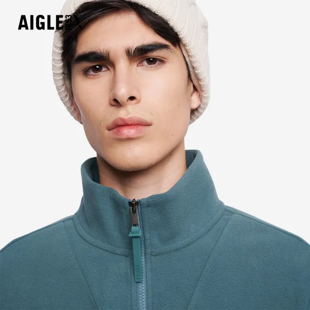 【AIGLE】男 刷毛保暖罩衫｜AG-5A134A245 松綠(男長袖上衣 男T恤 保暖上衣 刷毛衣 刷毛T恤)