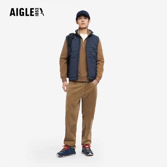 【AIGLE】男 刷毛保暖罩衫｜AG-5A134A176 深卡其(男長袖上衣 男T恤 保暖上衣 刷毛衣 刷毛T恤)