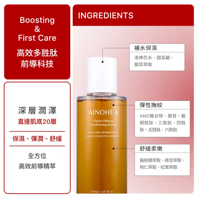 【Jollyard 潔麗雅】AINOHEA 艾若茵 芙蓉花胜肽彈潤美容液 150ml *2入