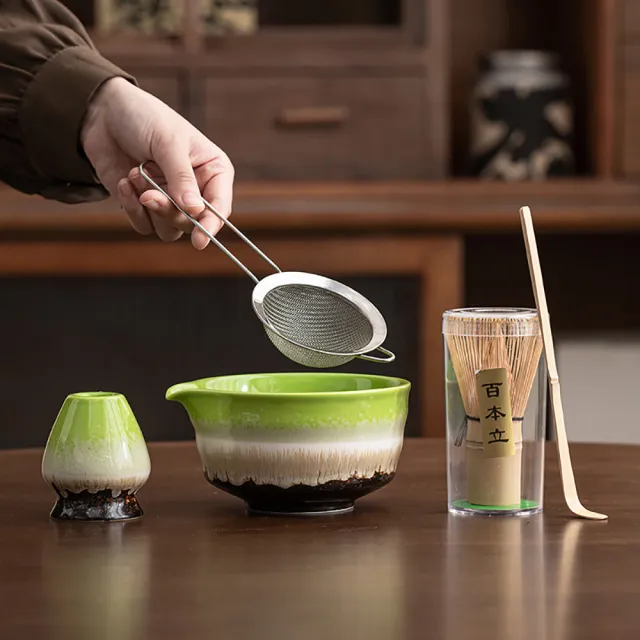 【FONMOST】抹茶茶具組五件套 抹茶茶道組 茶筅組 抹茶碗 茶筅 茶匙 茶篩 抹茶工具組 茶具組 抹茶沖泡