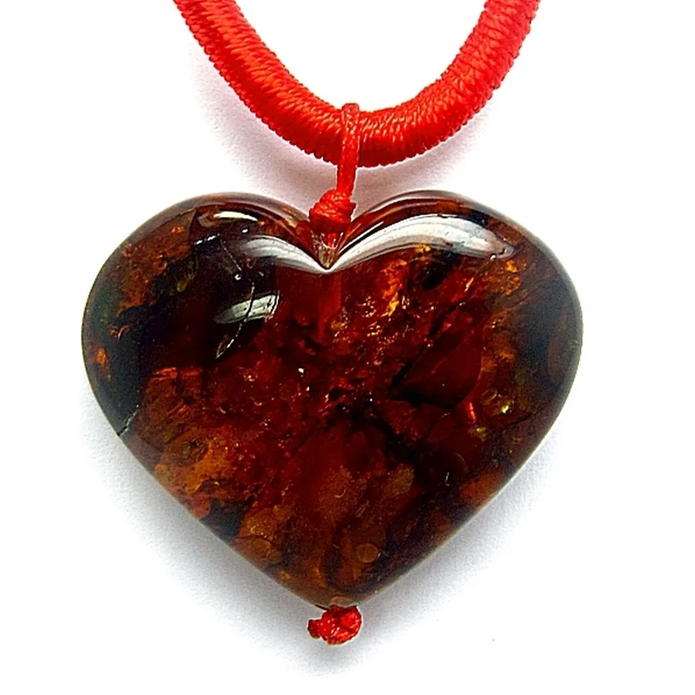 【小樂珠寶】頂級花珀大愛心 琥珀蜜蠟項鍊TT51(健康平安人緣事業順)