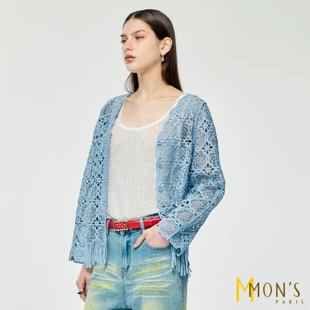 【MON’S】水溶蕾絲優雅輕織外套