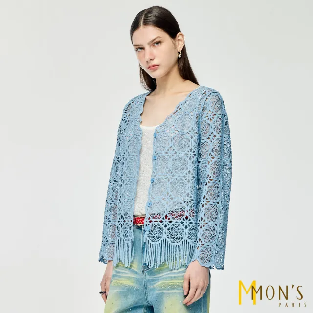 【MON’S】水溶蕾絲優雅輕織外套