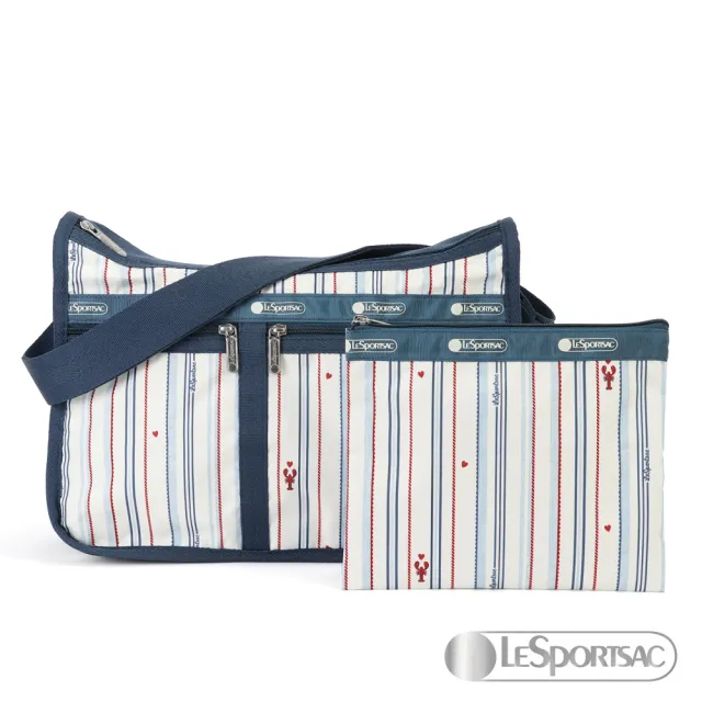 【Lesportsac】Standard 雙口袋A4大書包-附化妝包(蔚藍假期)