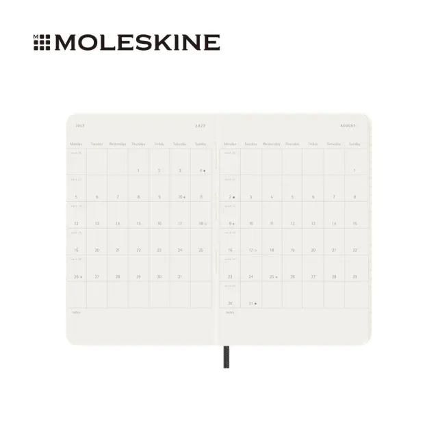 【MOLESKINE】2027 12個月橫式週記軟皮手帳 - 口袋型/黑