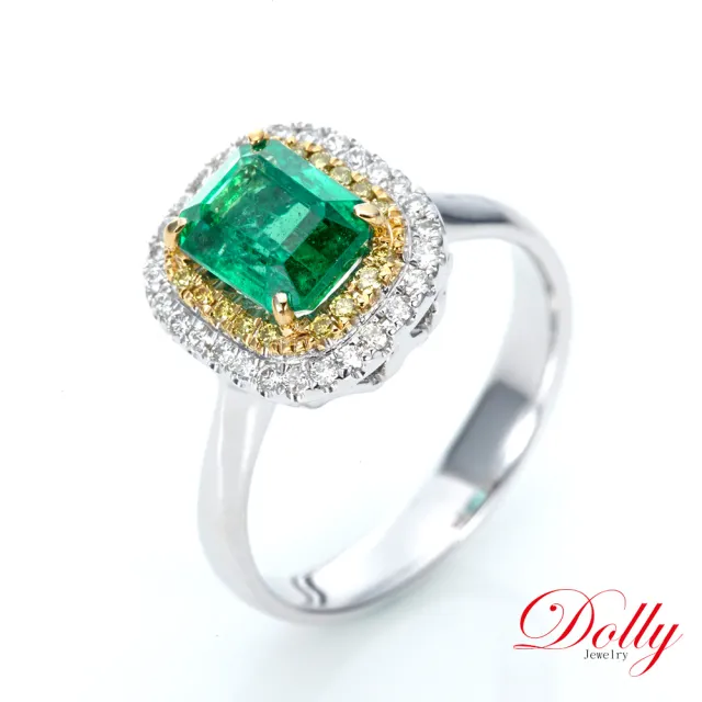 【DOLLY】買一送一 14K金 天然哥倫比亞祖母綠1克拉鑽石戒指-003 高級訂製珠寶 浪漫質感 奢華送禮