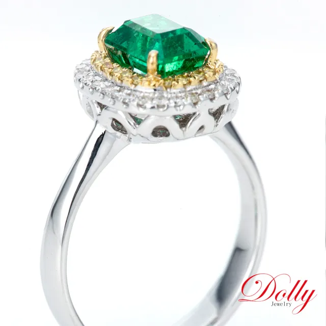 【DOLLY】買一送一 14K金 天然哥倫比亞祖母綠1克拉鑽石戒指-003 高級訂製珠寶 浪漫質感 奢華送禮