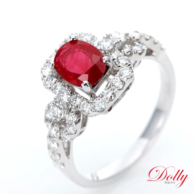 【DOLLY】買一送一 18K金 GRS無燒緬甸紅寶石1克拉鑽石戒指-022 高級訂製珠寶 浪漫質感 奢華送禮