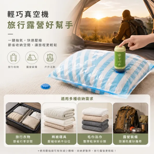 【摩肯】DR. SAVE水果款抽真空機( 含6大4小真空壓縮袋組 電池款 旅行打包 換季收納 MIT製造)