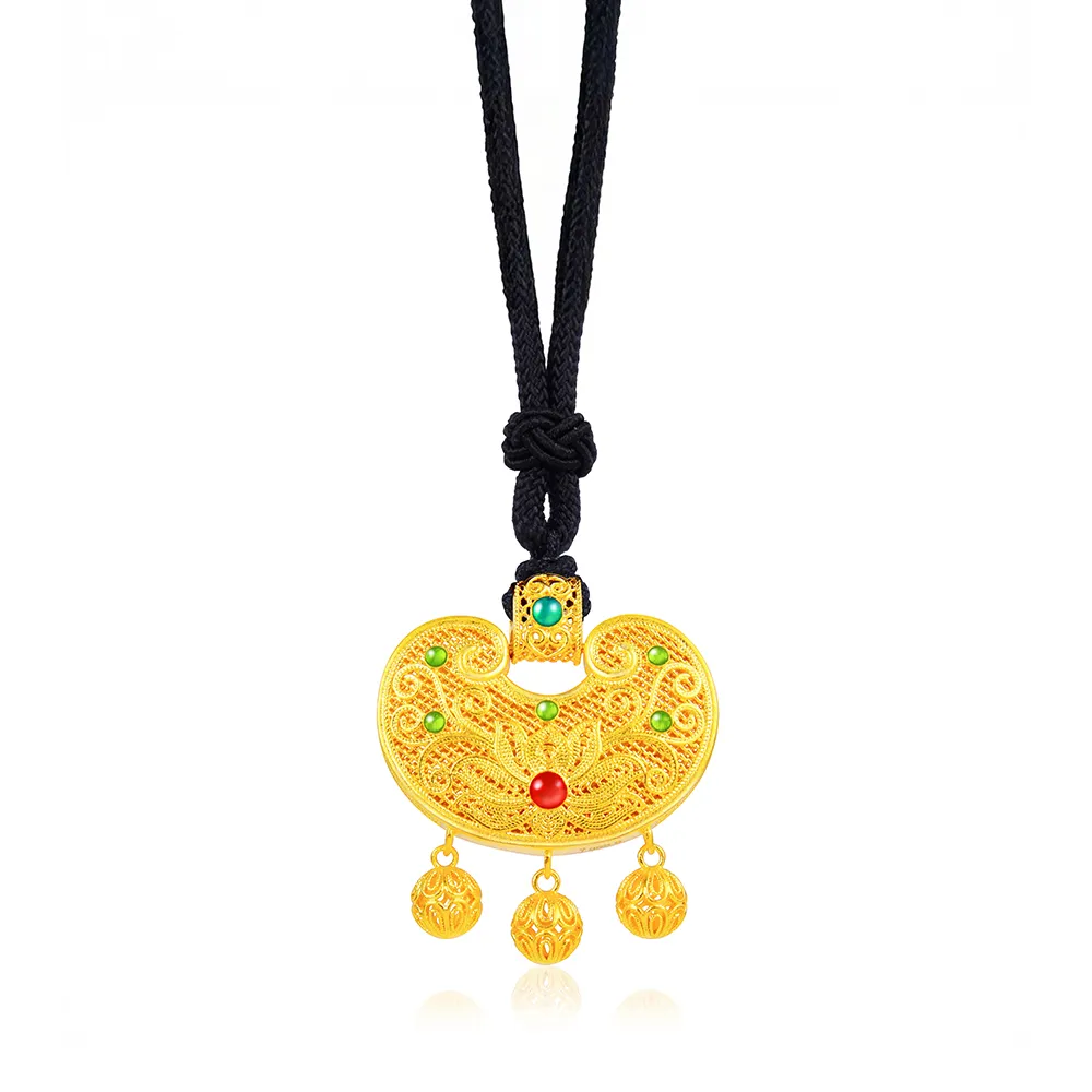 【Just Gold 鎮金店】雋藏 福聚吉珍 黃金吊墜(附繩)
