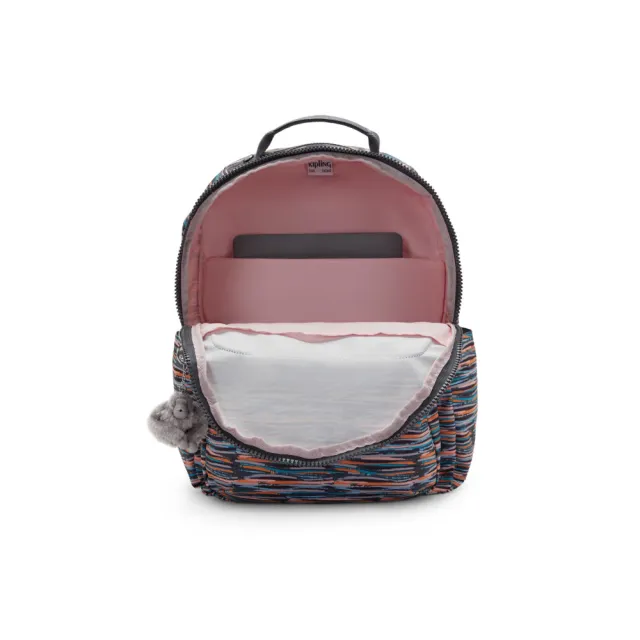 【KIPLING】『首爾包』灰底條紋機能手提後背包-SEOUL 女包