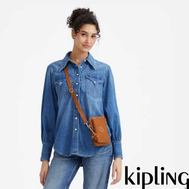 【KIPLING】暖駝棕多功能卡夾手機包-TELMO 女包