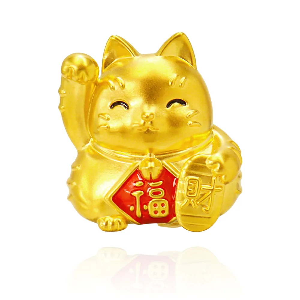 【金喜飛來】黃金擺件彩繪招財貓(1.31錢±0.03)