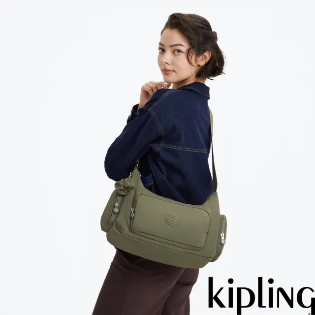 【KIPLING】『牛角包』鼠尾草綠輕巧多袋肩背包-GABBINA 女包