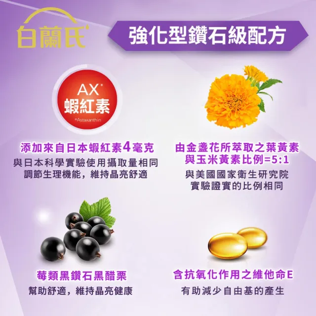 【白蘭氏】強化型葉黃素精華飲 60ml*6入*1盒 共6入(添加珍貴蝦紅素 強化舒緩 全方位晶亮保護)
