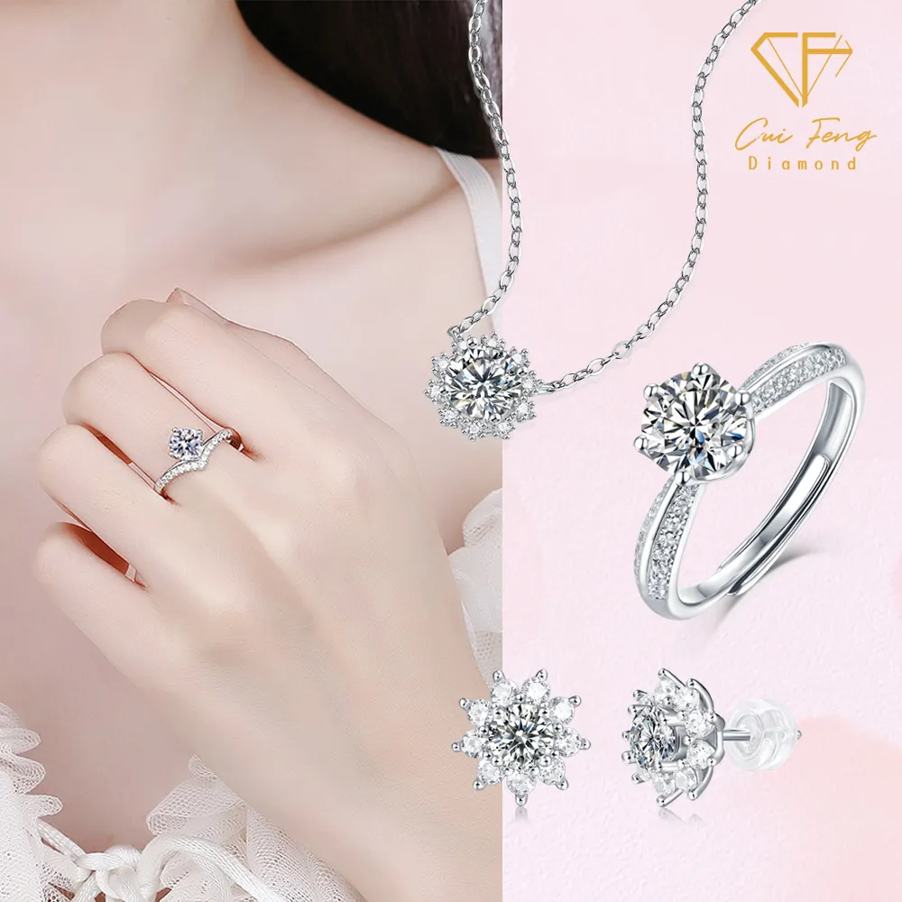 【CF Diamond】送禮首選 精美鑽飾 (莫桑鑽 1克拉 鑽石 項鏈 女戒 戒指  生日禮物 求婚)