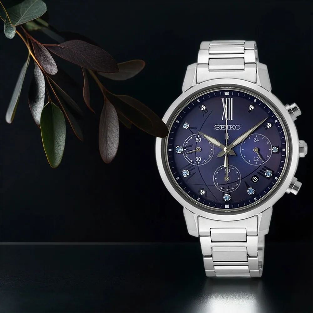 【SEIKO 精工】LUKIA 廣告推薦款 太陽能三眼計時女錶 開學禮 送禮 推薦(SSC921J1/V175-0FC0B)
