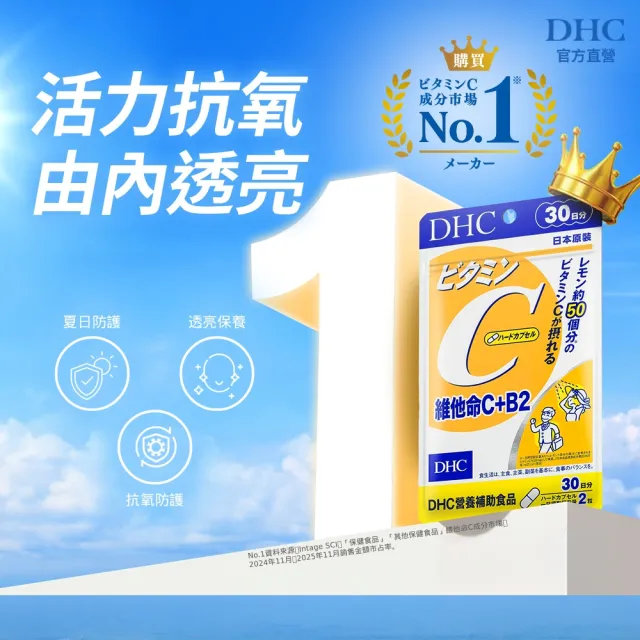 【DHC】維他命C+B2 30日份(60粒/包 銷售冠軍/補足元氣/養顏美容/維生素C/維他命B)