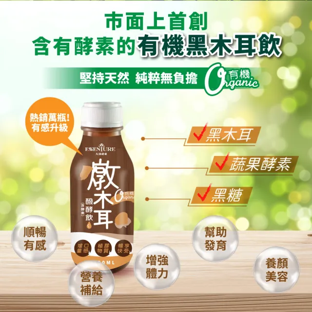 【ESSENTURE 大漢酵素】(分次配)有機燉木耳醱酵飲350ml*24入(黑木耳 原廠出貨)