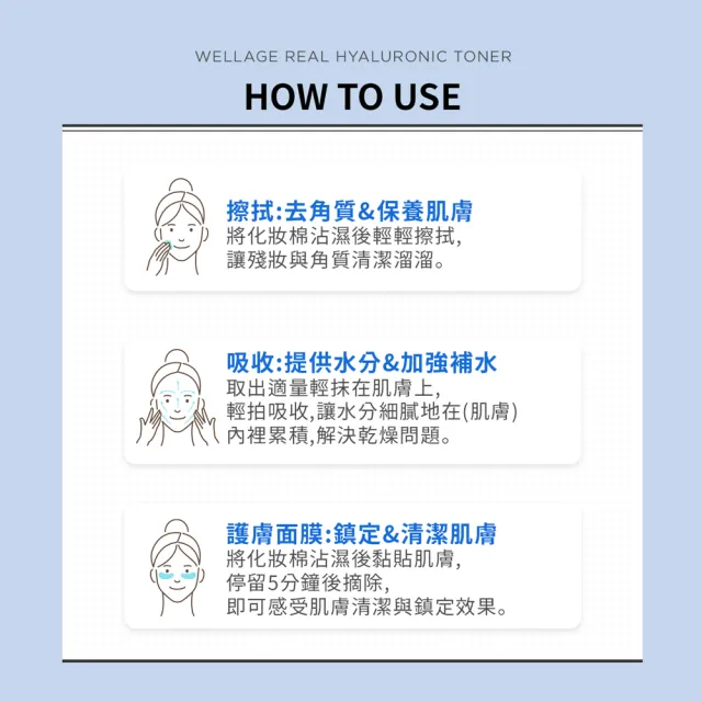 【WELLAGE 唯拉珠】玻尿酸高效保濕爽膚水200ml(保濕)