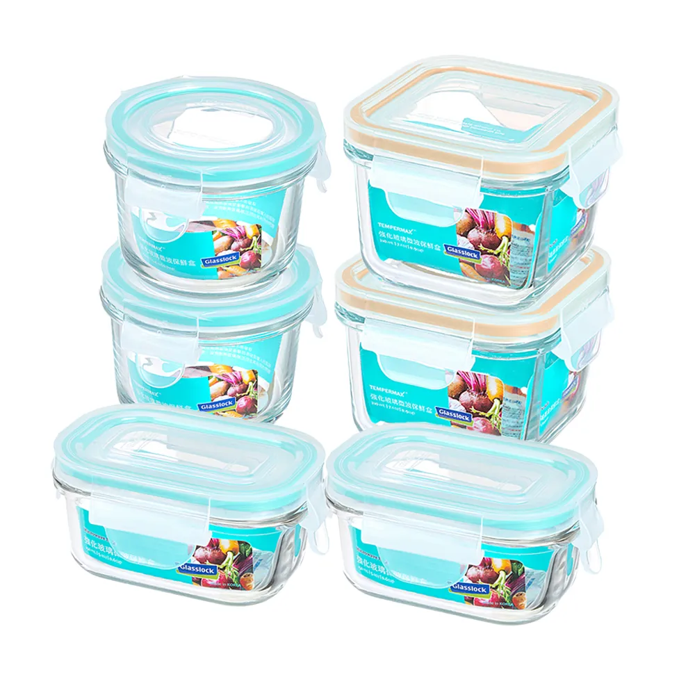 【Glasslock】韓國製強化玻璃副食品分裝盒/保鮮盒6件組(兩款任選)