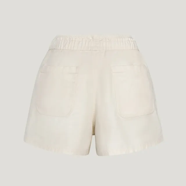 【adidas 愛迪達】W Short 女 短褲 運動短褲 休閒短褲 舒適 米白(KY8322)