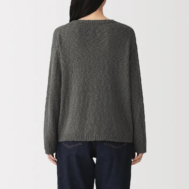 【MUJI 無印良品】女棉混節紗圓領針織衫(墨灰/象牙白/煙燻藍/煙燻棕)