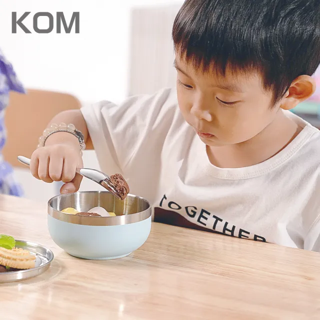 【KOM】夢想系列/外星動物系列｜磨砂不鏽鋼兒童雙層隔熱碗3入(碗*3+304湯匙*3)