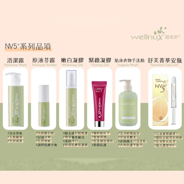 【WellnuX 維妮舒】擺脫困擾輕鬆組(舒芙菁華安瓶2mlx4+浴潔露150ml+原液芬露30ml)私密保養