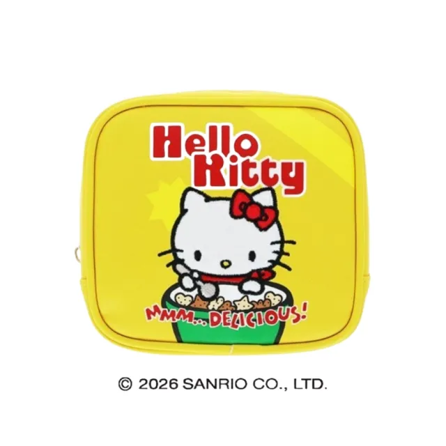 【HELLO KITTY】雙11 Hello Kitty 黃色方形收納包 | 三麗鷗大開口化妝包 耳機小物包 日本境內