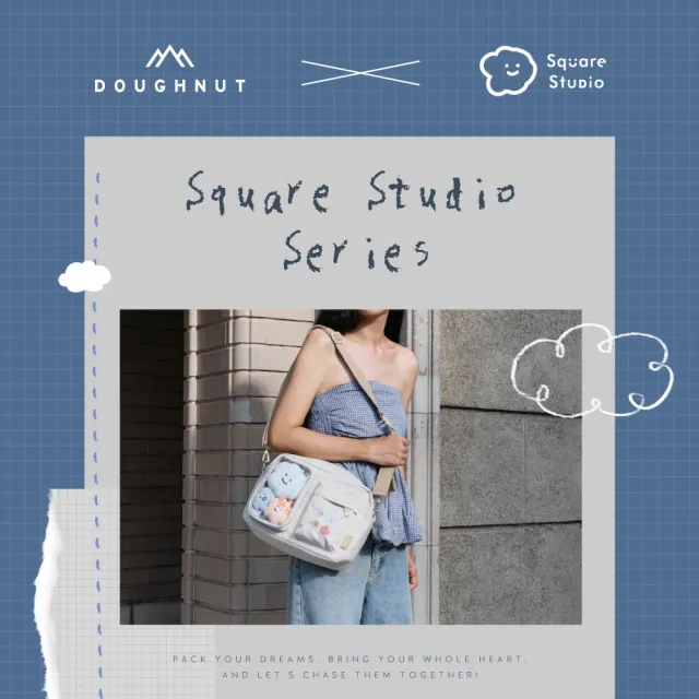 【Doughnut】Square Studio 方坊聯名 9.7吋 Satchel曬娃包 側背包 大容量 痛包 石色