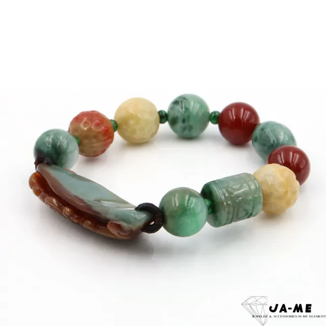 【JA-ME】天然A貨翡翠 天然色紅翡龍多寶手串