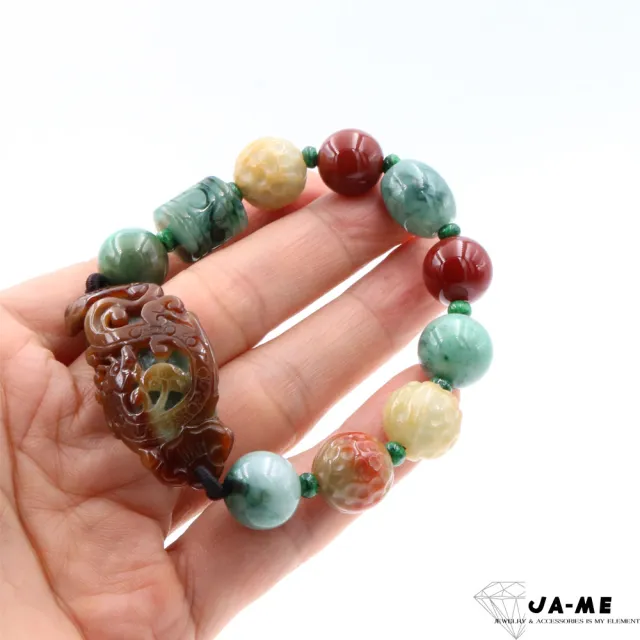 【JA-ME】天然A貨翡翠 天然色紅翡龍多寶手串