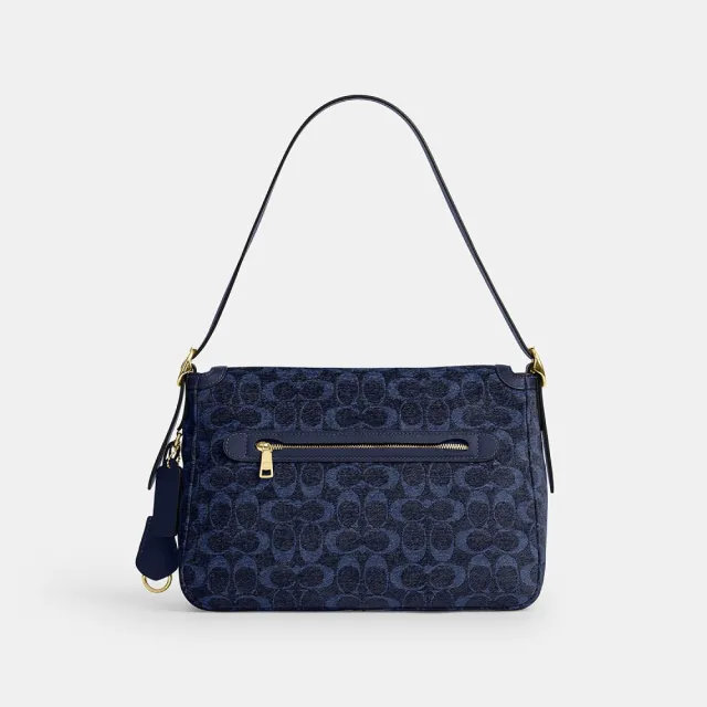 【COACH】蔻馳官方直營 ETTA 經典 SIGNATURE 繩絨布面翻蓋手袋 單肩包 斜背包-2色任選(CCE58/CFK03)