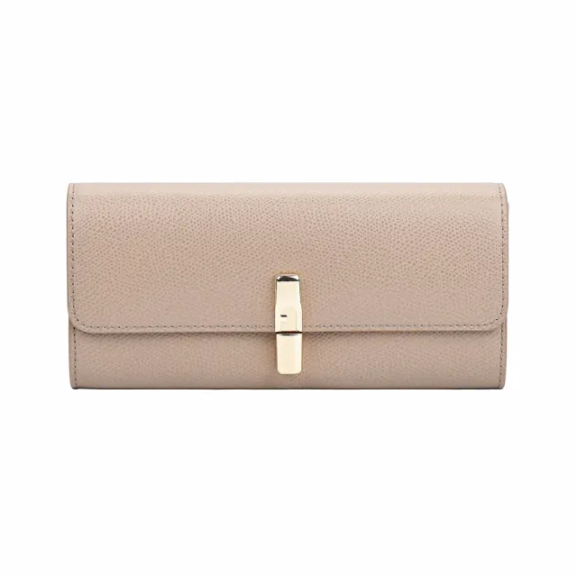 【FURLA 芙拉】FURLA 拱形金釦LOGO IRIDE系列小牛皮磁扣式8卡長夾(灰褐)
