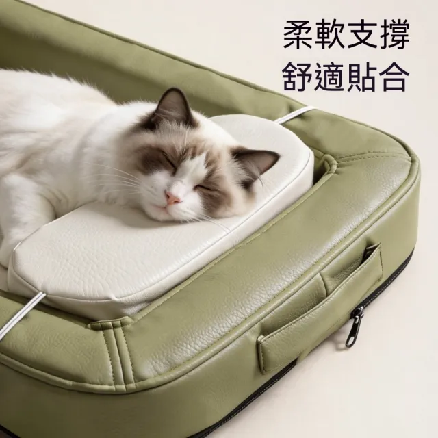 【佳美多】寵物墊 皮革寵物墊 狗墊 貓墊 圍邊寵物墊 四季通用寵物床 綠色圍邊設計 好擦拭 軟墊支撐