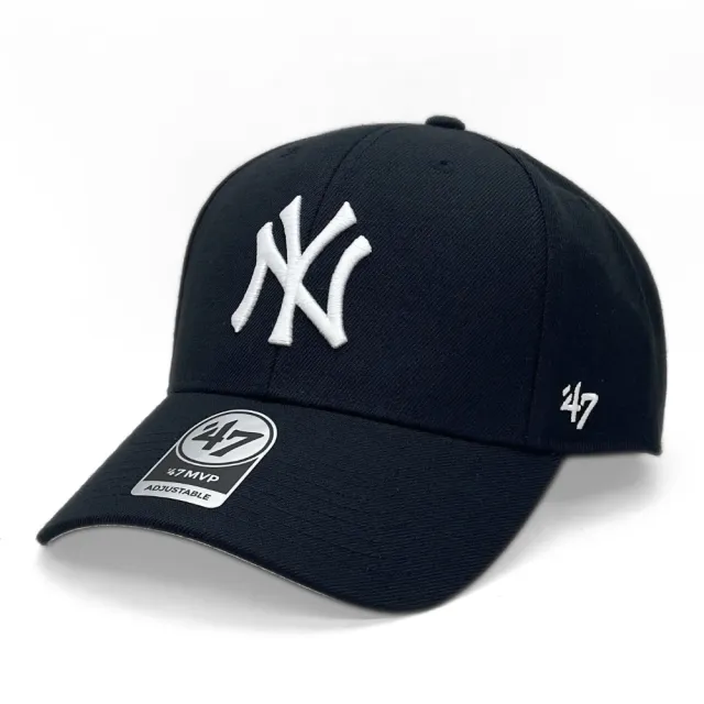 【47brand】MVP 紐約洋基鴨舌帽 MLB棒球帽 男女 魔鬼氈調節帽帶老帽 硬頂剌繡大標白NY彎帽