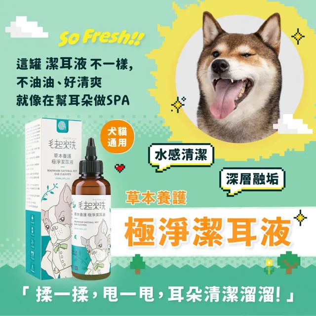【MAOUP 毛起來】草本養護 極淨潔耳液165ml 3罐組(寵物潔耳液 狗貓潔耳液 耳道清潔 清耳朵 洗耳朵)